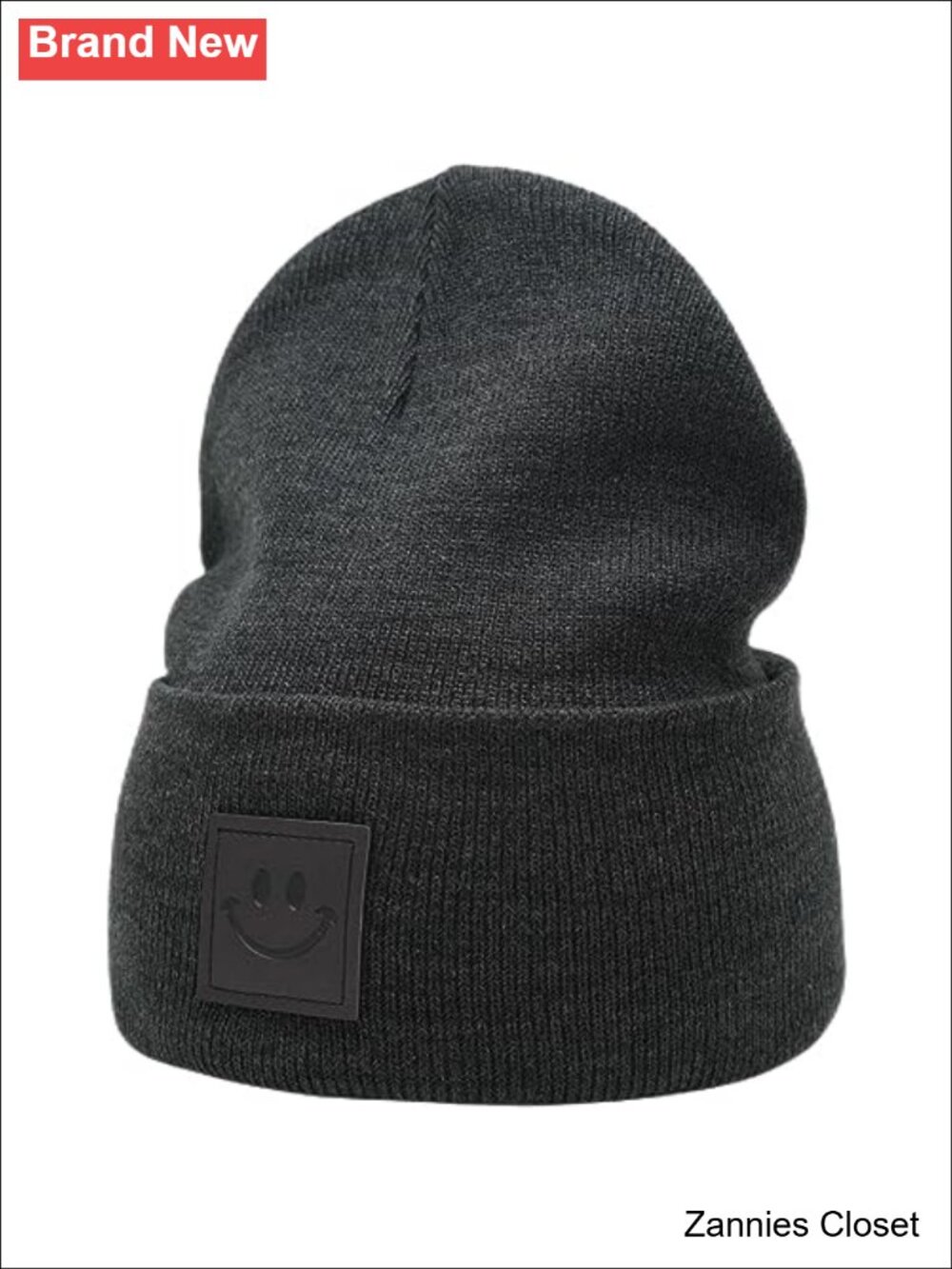 🤠 55cube Unisex Knit Cuffed Beanie Warm Winter Cap Leather Logo